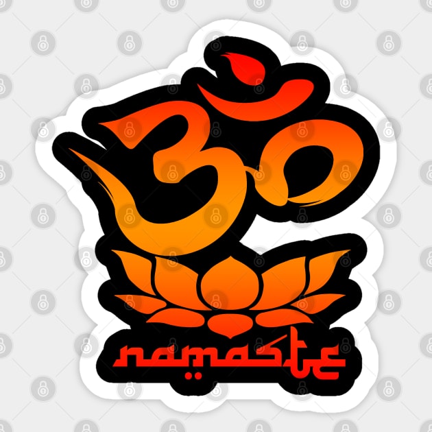 Namaste Symbol with Lotus Flower Sticker by robotface